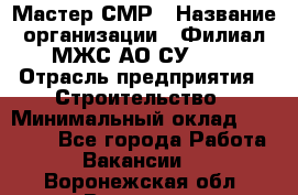Мастер СМР › Название организации ­ Филиал МЖС АО СУ-155 › Отрасль предприятия ­ Строительство › Минимальный оклад ­ 35 000 - Все города Работа » Вакансии   . Воронежская обл.,Воронеж г.
